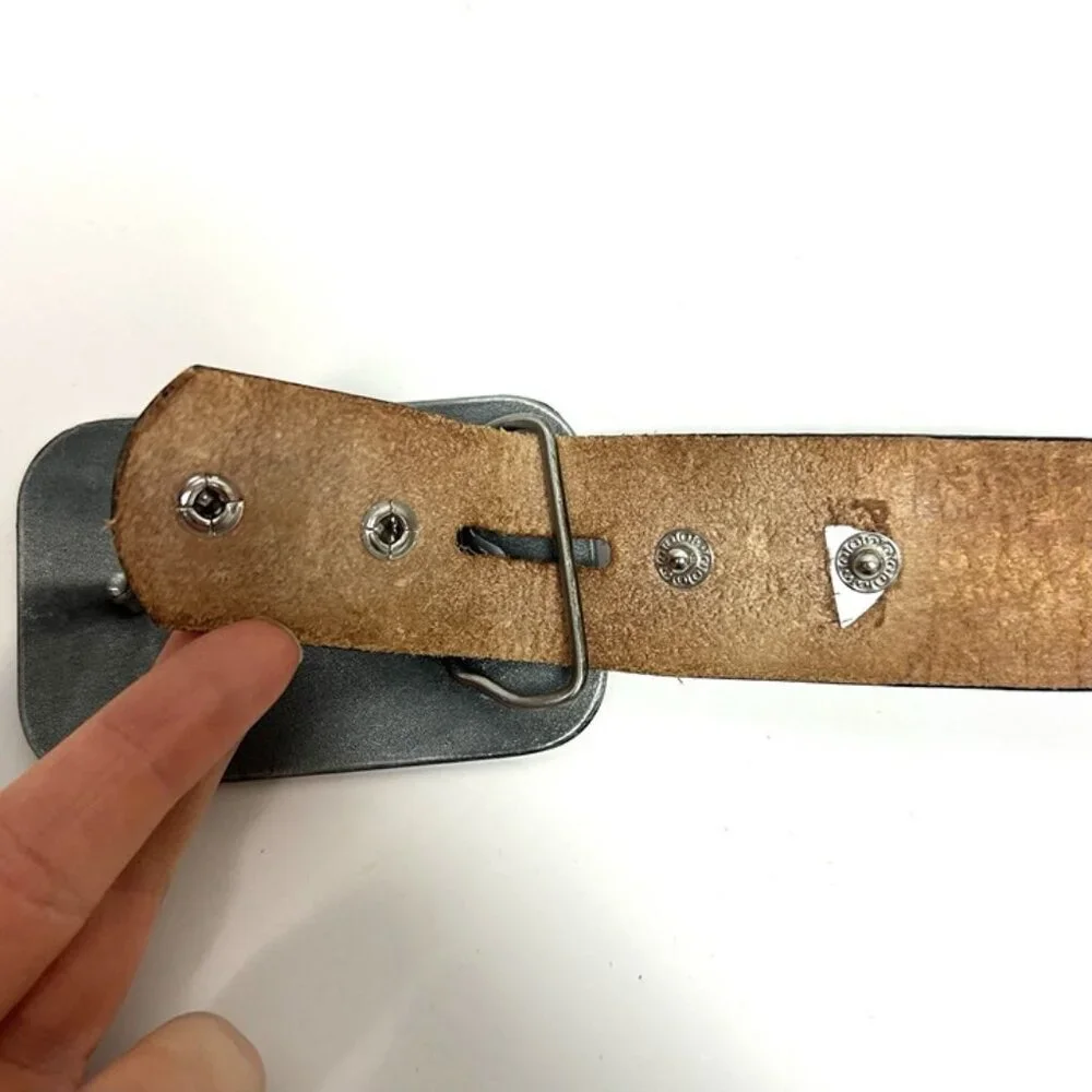 Men’s Western Tooled Top Grain Leather Belt Removable Buckle‎ Sz 38 Made in USA